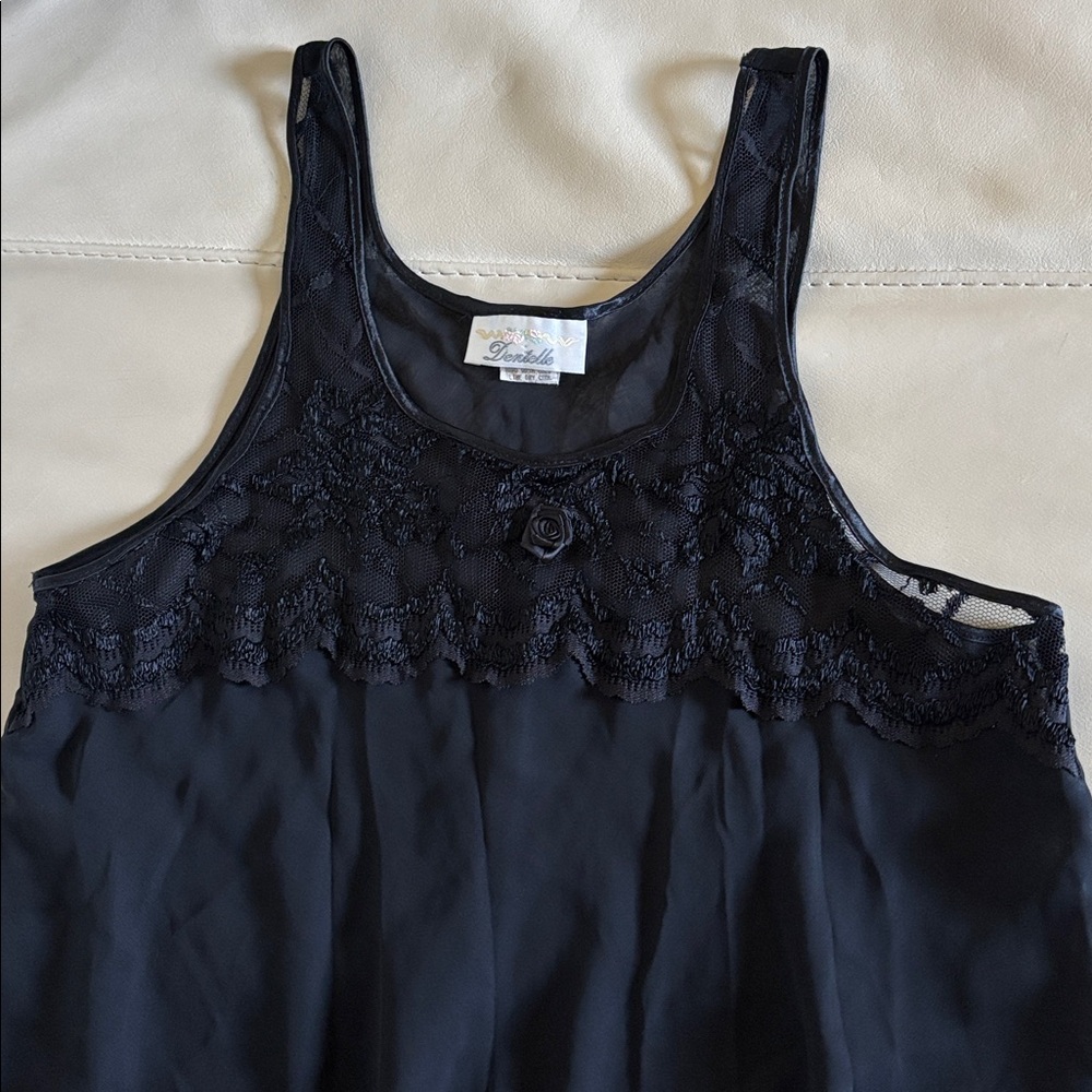 Vintage Dentell Black Sheer Babydoll Lingerie